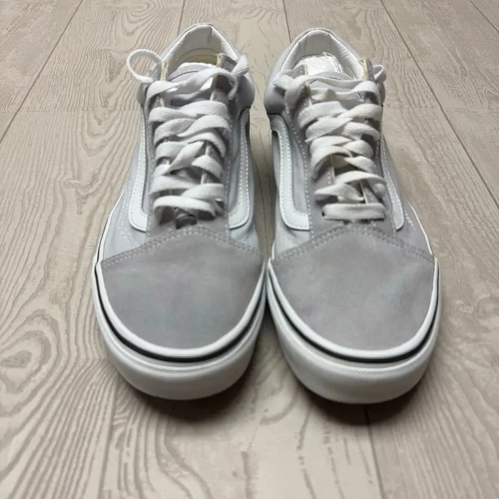Vans Old Skool Gray White Suede Canvas Sneakers Men 8 Women 9.5 Skate Shoes